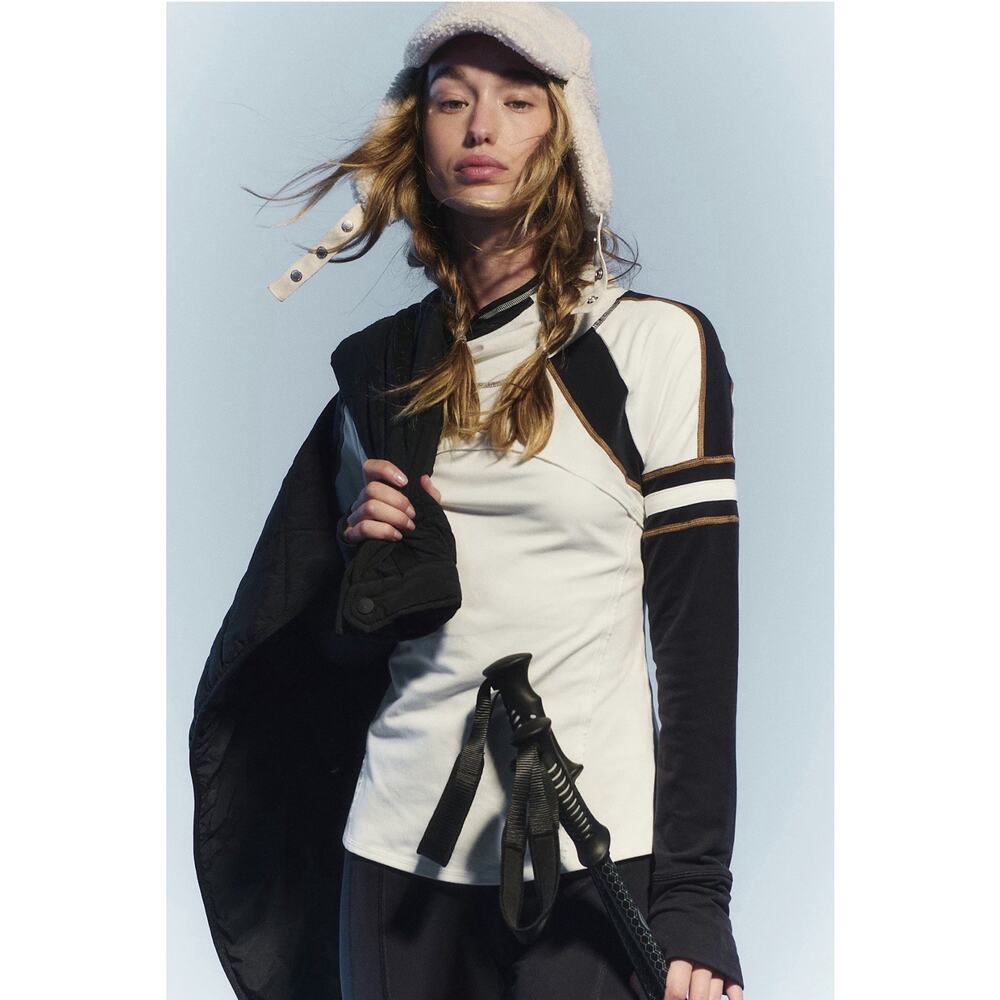 NWT Free People Movement Dawn to Dusk Hoodie Women’s White Black S
